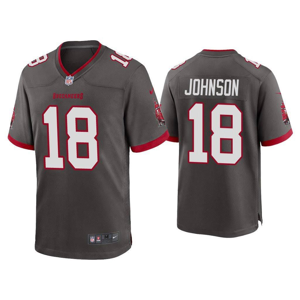 Men Tampa Bay Buccaneers #18 Tyler Johnson Nike Pewter Alternate Game NFL Jersey->tampa bay buccaneers->NFL Jersey